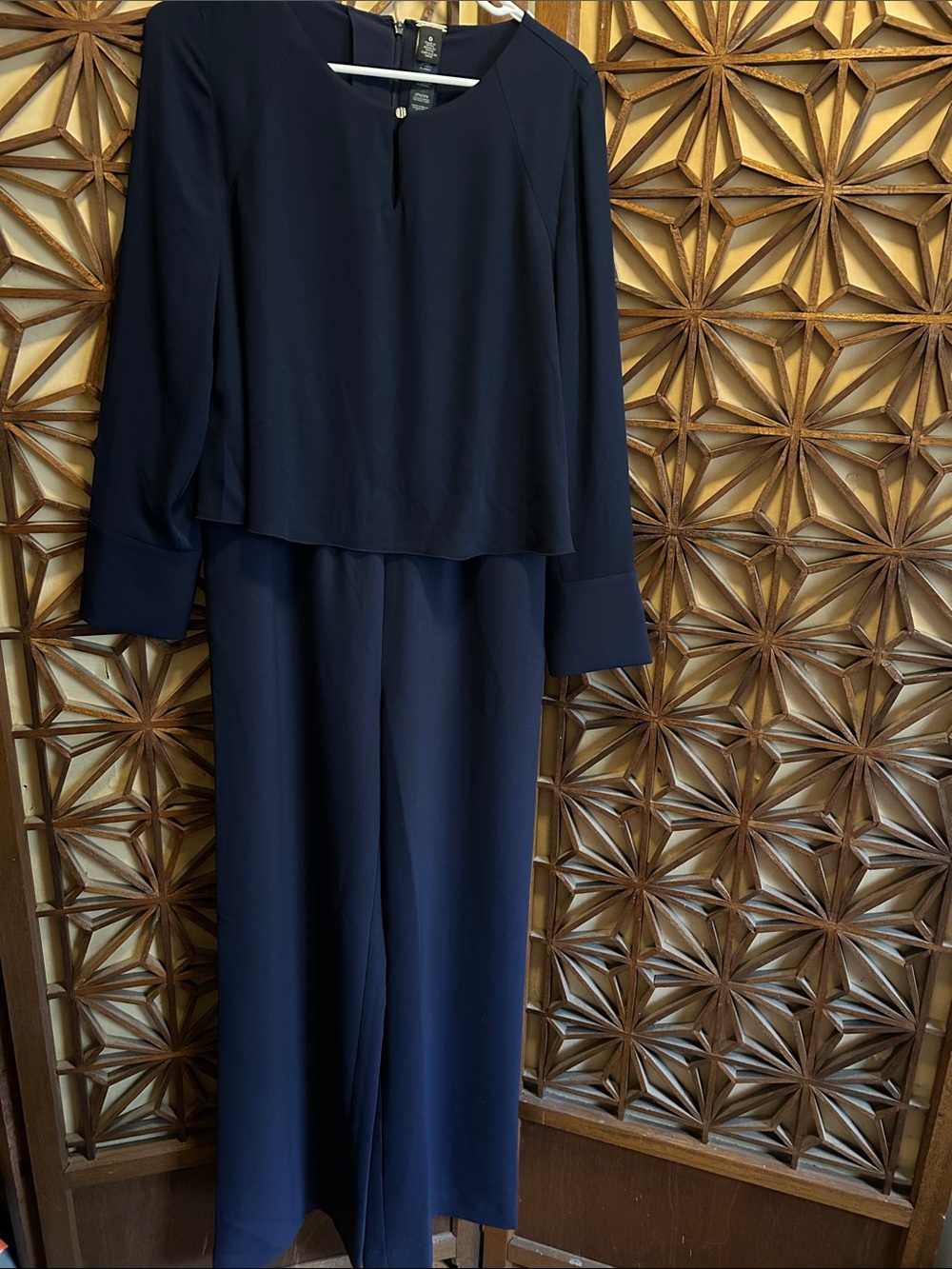 Chico's Black Lebel Navy Formal Jumpsuit  Wide Leg pantsuit Size 0